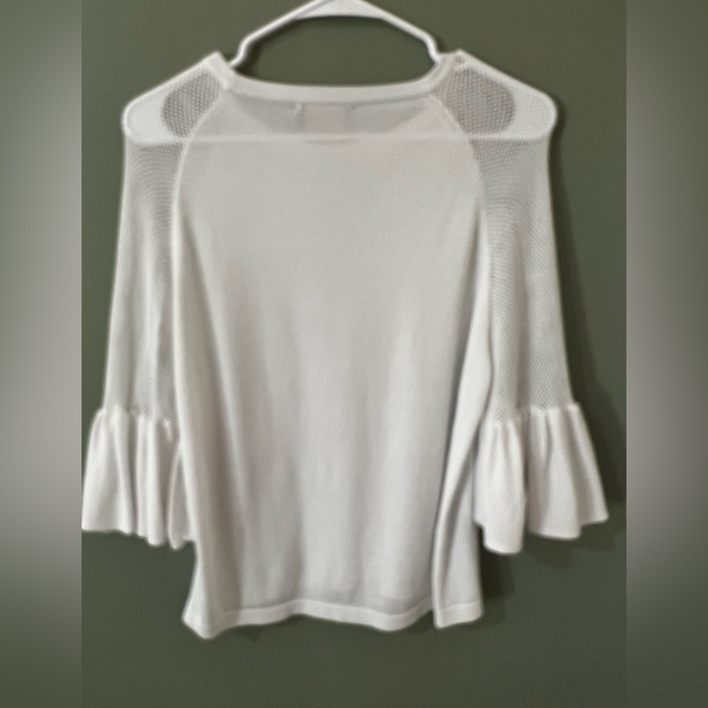 Kerisma Kerisma Bell Sleeve Knit Top medium/large white mesh shoulder - Picture 4 of 6